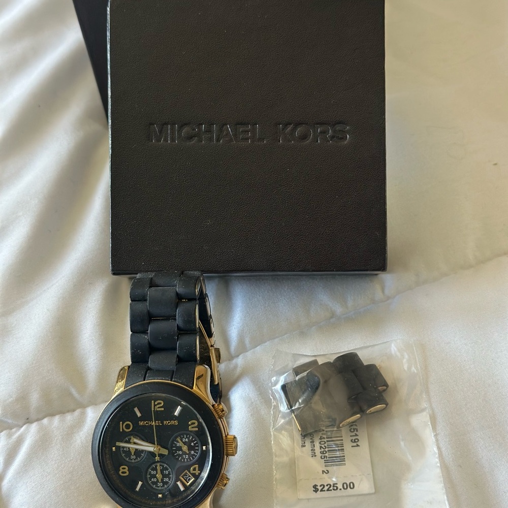 Michael Kors Women’s Black and Gold Chronograph Watch